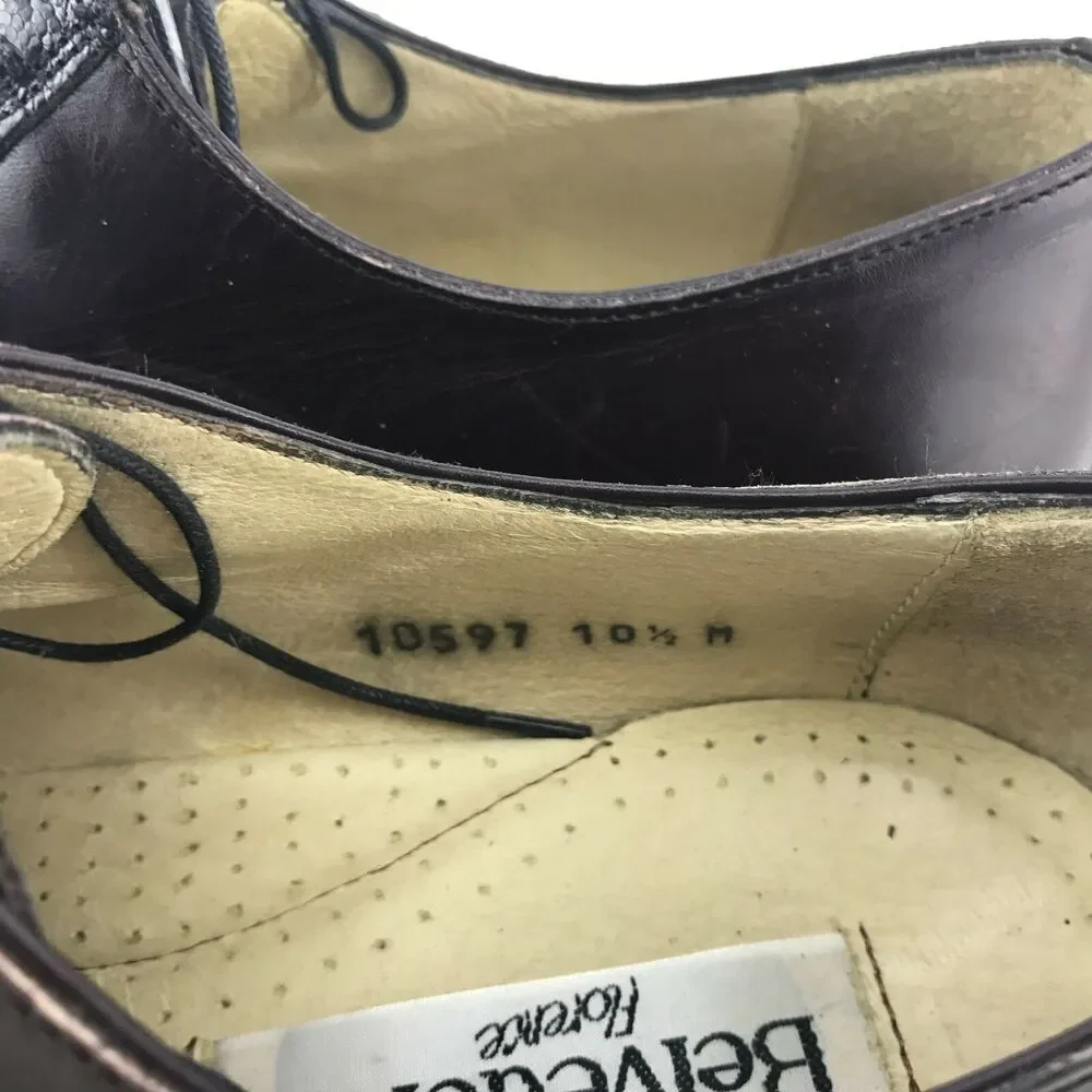 Belvedere Calf & Ostrich Oxford Mens Size‎ 10.5 M Brown Mahogany Split Toe